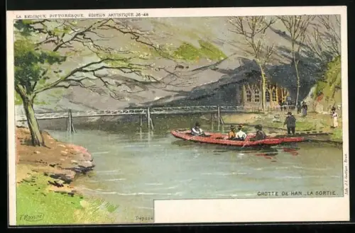 Künstler-AK F. Ranot: Han-sur-Lesse, Grotte de Han, la sortie