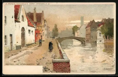 Künstler-AK F. Ranot: Bruges, Le Minnewater