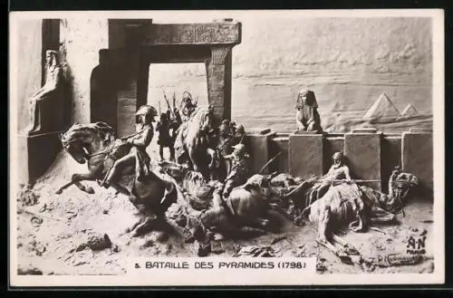 Künstler-AK Domenico Mastroianni: Bataille des Pyramides 1798, Napoleon auf seinem Ross