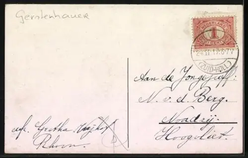 Künstler-AK Johan Georg Gerstenhauer: Ortspartie mit zwei Anwohnern