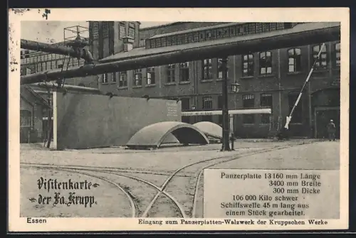 AK Essen, Eingang zum Panzerplatten-Walzwerk der Kruppschen Werke
