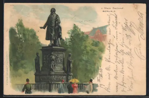 Lithographie Berlin, V. Stein Denkmal, Niederkirchnerstrasse