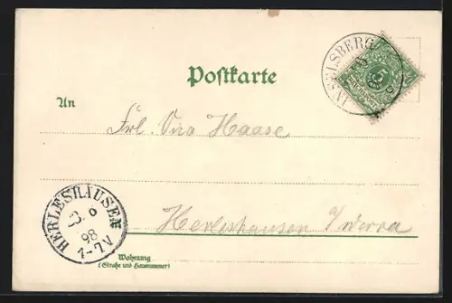 Lithographie Inselsberg, Bergpanorama, Gasthaus Inselsberg, Marie Müller