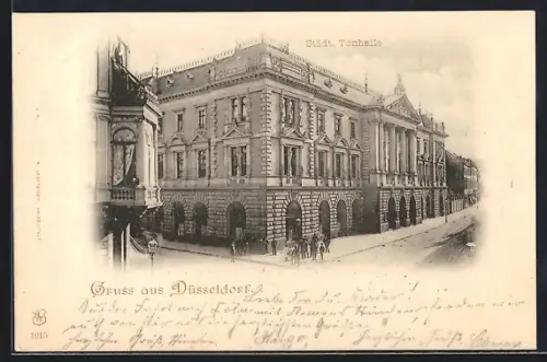 AK Düsseldorf, Städtische Tonhalle mit Strasse