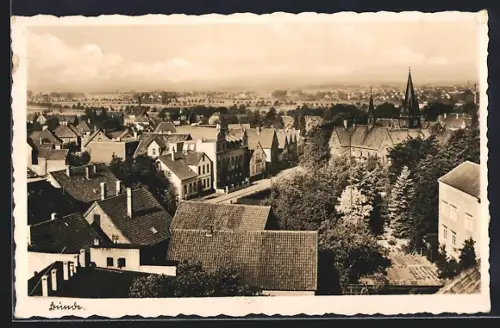 AK Bünde, Stadtansicht mit Kirche und Wohnhäusern
