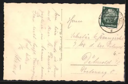 AK Bünde, Stadtansicht mit Kirche und Wohnhäusern