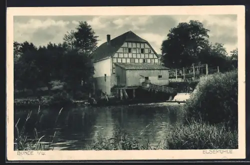 AK Bünde i. W., Elsemühle vom Wasser aus