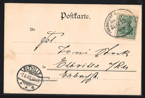 AK Karlsruhe, Reichspost-Gebäude, Litfasssäule