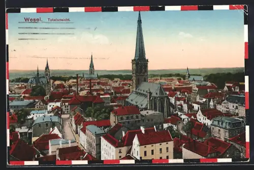 AK Wesel / Rhein, Totalansicht in patriotischer Umrandung Schwarz-Weiss-Rot