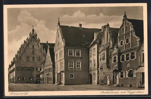 AK Donauwörth, Reichsstrasse mit Fuggerhaus, Apotheke
