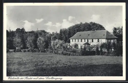 AK Randringhausen, Westseite des Bades mit dem Grottengang