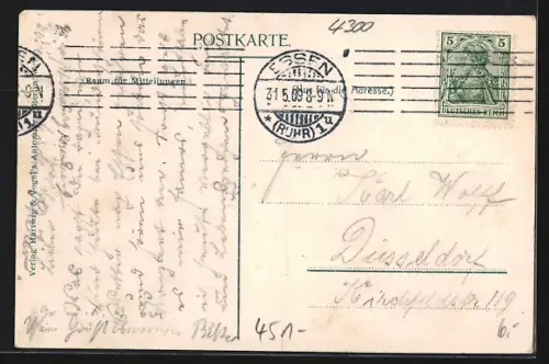 AK Essen, Nördliche Terrasse mit Musikpavillon im Stadtgarten