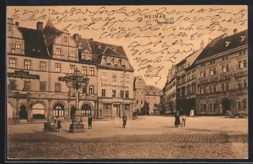 AK Weimar / Thür., Marktplatz mit Hotel zum Elephanten
