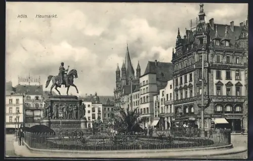 AK Köln, Heumarkt mit Denkmal