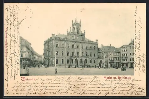 AK Weimar / Thür., Markt mit Rathaus