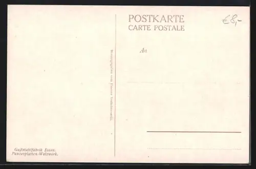 Künstler-AK Essen, Fabrikarbeiter in der Gussstahlfabrik