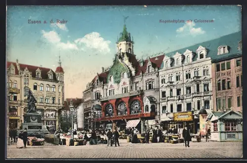 AK Essen a. d. Ruhr, Kopstadtplatz mit Geschäften und Colosseum