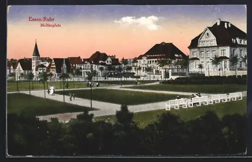 AK Essen /Ruhr, Moltkeplatz mit Kirche