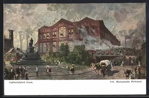 Künstler-AK Essen, Grossstahlfabrik Fried. Krupp A.-G.