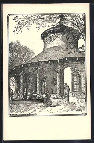 Künstler-AK Potsdam, Sanssouci, Japanisches Häuschen