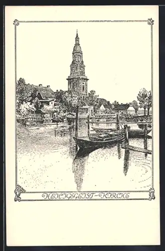 Künstler-AK Potsdam, Blick zur Heiliggeist-Kirche