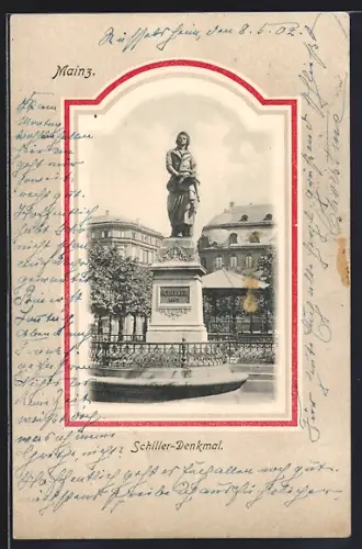 AK Mainz, Das Schiller-Denkmal, Rahmen