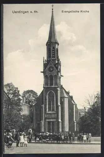 AK Uerdingen a. Rh., Evangelische Kirche mit Kindergruppe