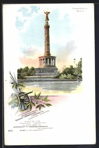 AK Berlin-Tiergarten, Siegessäule und Kanone