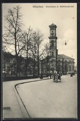 AK München, Sonnenstrasse mit Matthäuskirche
