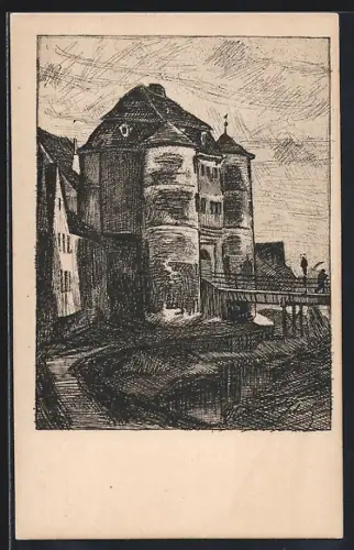 Künstler-AK Donauwörth, Das alte Stadttor