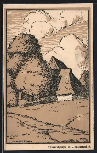 Künstler-AK Neuwittenbek, Ansicht von Bauernhäusern