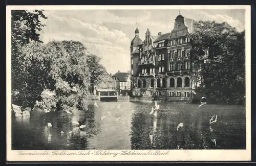 AK Neumünster, Partie am Teich, Schleswig-Holsteinische Bank