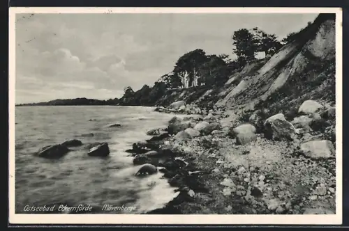AK Eckernförde /Ostsee, Uferpartie an den Mövenbergen