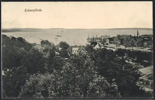 AK Eckernförde /Ostsee, Ortsansicht mit Blick auf die Förde