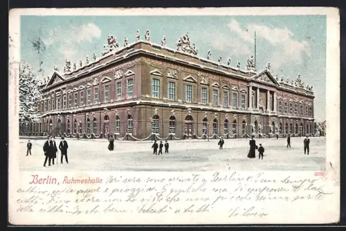 AK Berlin, Ansicht der Ruhmeshalle im Winter