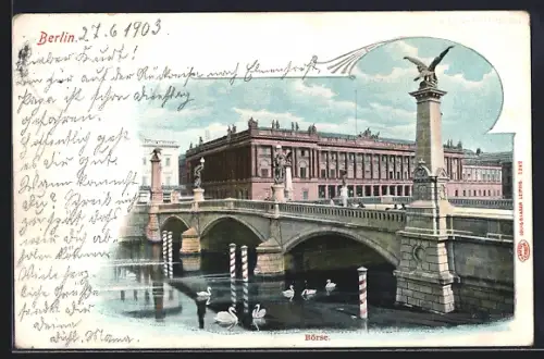 AK Berlin, Börse mit Brücke, Burgstrasse