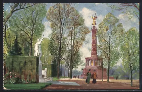 Künstler-AK Berlin, Partie an der Siegessäule
