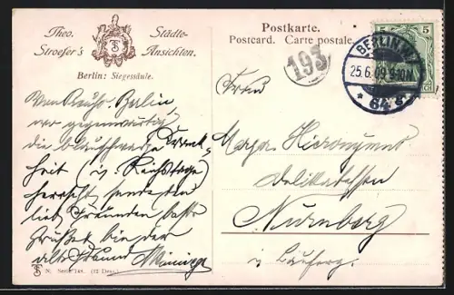 Künstler-AK Berlin, Partie an der Siegessäule