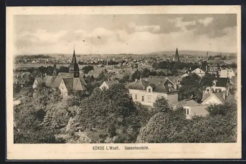 AK Bünde i. Westf., Ortsansicht aus der Vogelschau