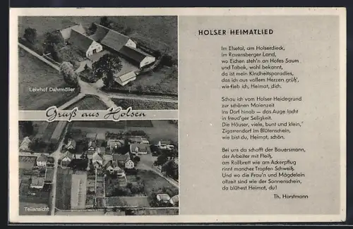 AK Holsen / Ahle, Lehrhof Dahrmöller, Ortsansicht, Text Holser Heimatlied von Th. Horstmann