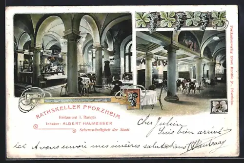 AK Pforzheim, Restaurant Rathskeller, Inhaber Albert Haumesser