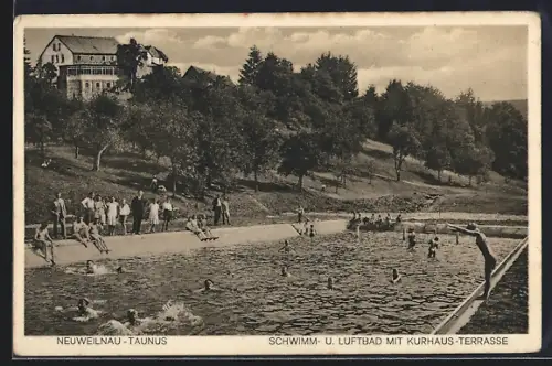 AK Neuweilnau /Taunus, Kurhaus von H. Scheffer mit Schwimm- und Luftbad