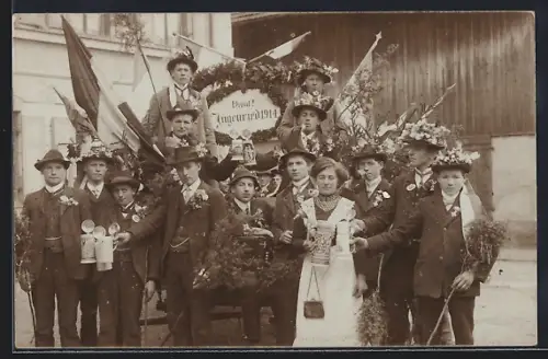 Foto-AK Ingenried / Schongau, Gruppenfoto Rekruten 1914