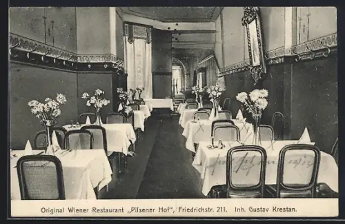AK Berlin, Original Wiener Restaurant Pilsener Hof in der Friedrichstr. 211, Inh. Gustav Krestan