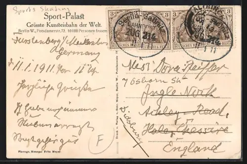 AK Berlin, Gasthaus Sport-Palast, Potsdamerstrasse 72, Grösste Kunsteisbahn der Welt