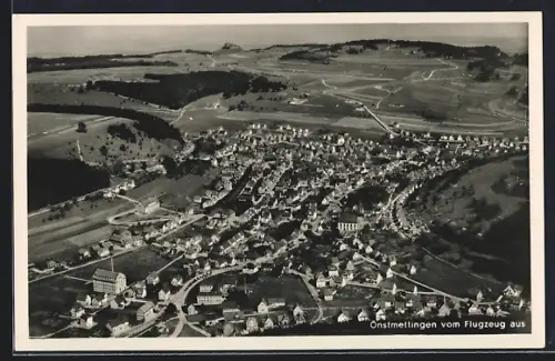 AK Onstmettingen, Ortsansicht vom Flugzeug aus