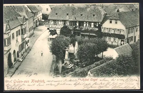 AK Kiedrich, Hotel Engel, Denkmal