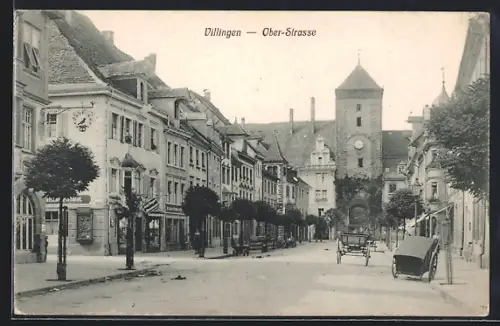 AK Villingen / Baden, Oberstrasse, Stadttor, Strassenansicht
