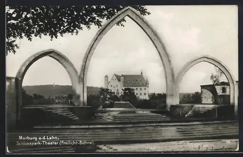 AK Marburg a.d. Lahn, Schlosspark-Theater, Freilicht-Bühne