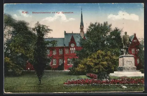 AK Kiel, Bismarckdenkmal, Kgl. Gymnasium